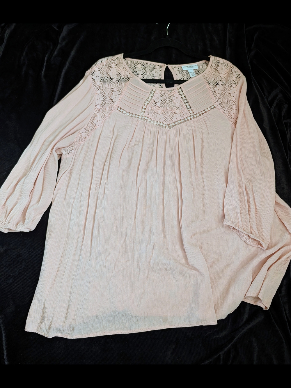 Liz Lange Pale Pink Lace Yoke Tunic Top